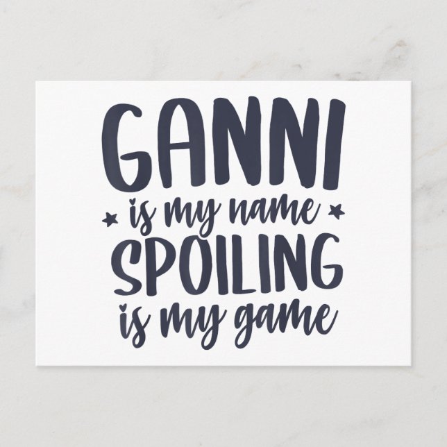 Postal Ganni es mi nombre "echar a perder" es mi juego "T (Anverso)