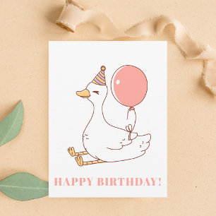 Postal Ganso de Cumpleaños Lindo Moderno Colorido Simple
