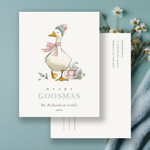 Postal Ganso de Invierno Navidad Divertida Feliz Goosmas