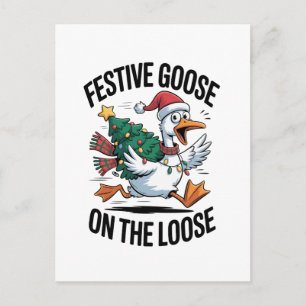 Postal Ganso Festivo Suelto Ganso Divertido