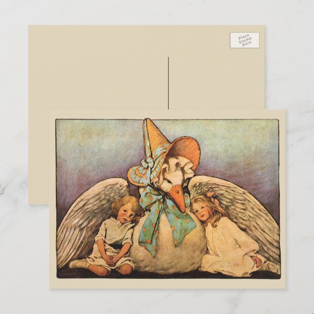 Postal Ganso Madre Vintage Niños Jessie Willcox Smith (Anverso / Reverso)