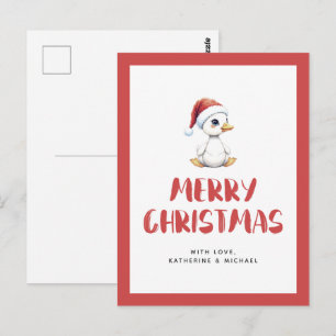 Postal Ganso Pato de Navidad Personalizado Acuarela