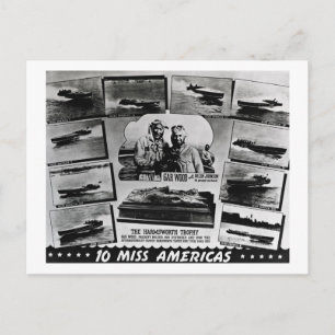 Postal Gar Wood Vintage Speboat Carreras Miss América