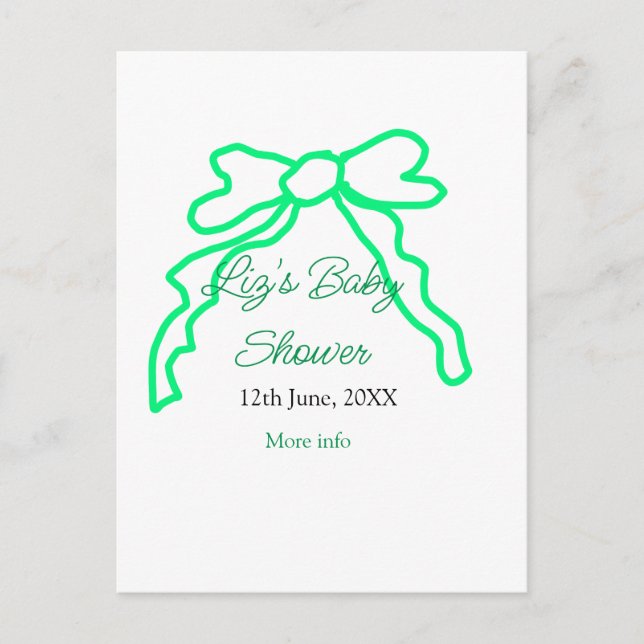 Postal Garabato verde de la ducha bebé añadir nombre de l (Anverso)