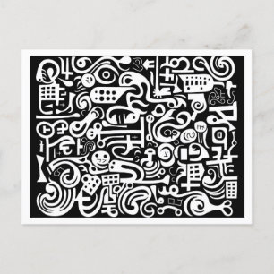Postal Garabatos negros y blancos