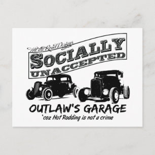 Postal Garaje de Outlaw. Hot Rods socialmente no aceptado