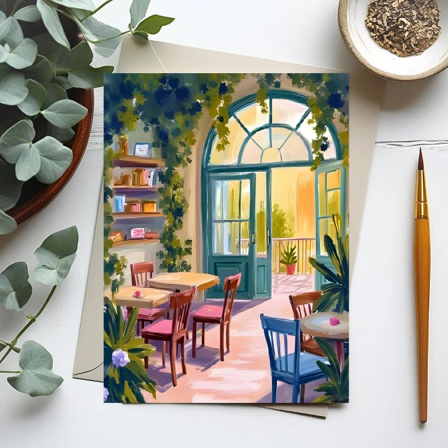 Postal Garden Cafe | Botanical Watercolor Painting (Subido por el creador)