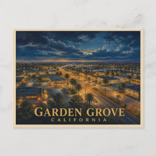 Postal Garden Grove California Viaje Nocturno