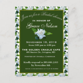 Postal Gardenia blanca Foliage Verde Ducha de novia