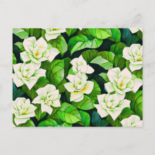 Postal Gardenias Blancas y Hojas Verde Jade