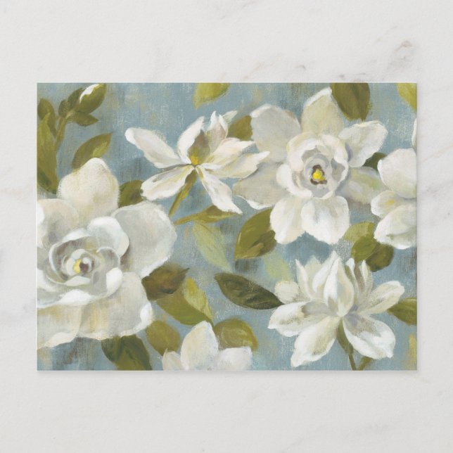 Postal Gardenias sobre el azul pizarra (Anverso)