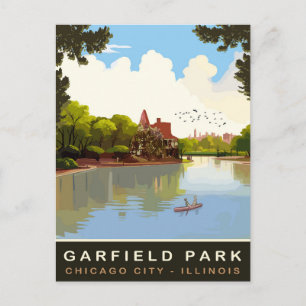 Postal Garfield Park, Chicago, Illinois, Viajes Antiguos