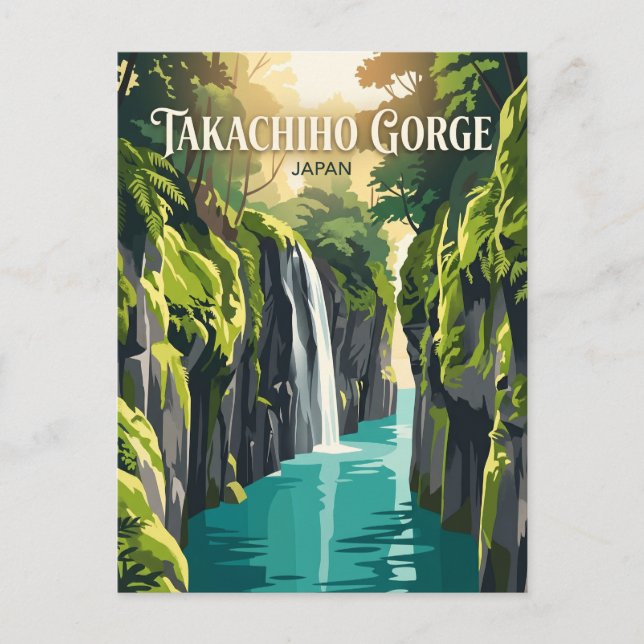Postal Garganta de Takachiho Japón (Anverso)