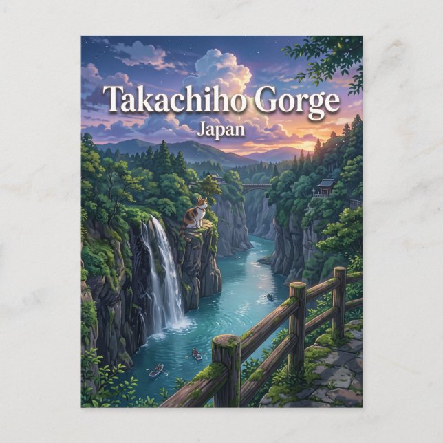 Postal Garganta de Takachiho Japón (Anverso)