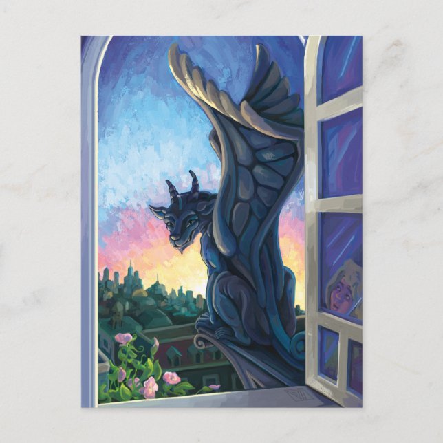 Postal Gargoyle Guardian Fantasy Art (Anverso)