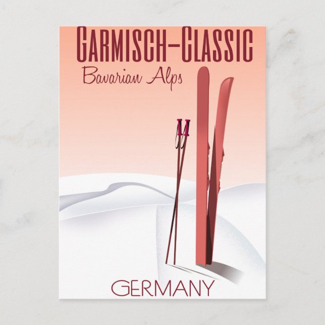 Postal Garmisch Classic, poster de esquí de los Alpes Báv (Anverso)