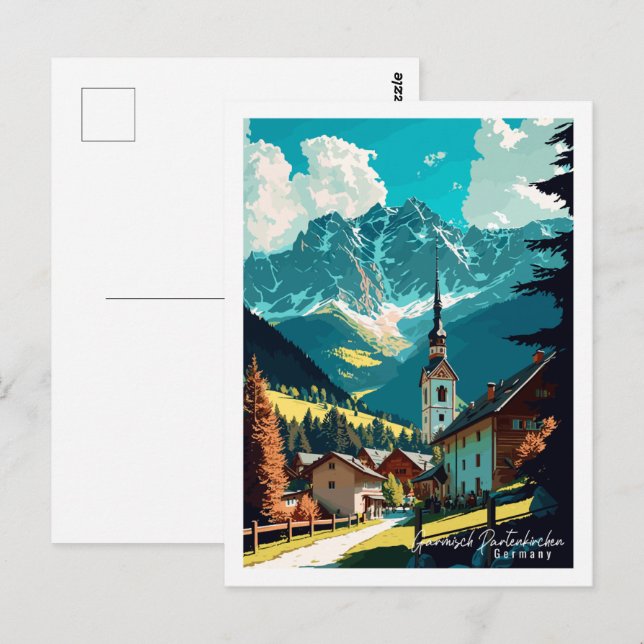 Postal Garmisch Partenkirchen Alemania Viaje de época (Anverso / Reverso)