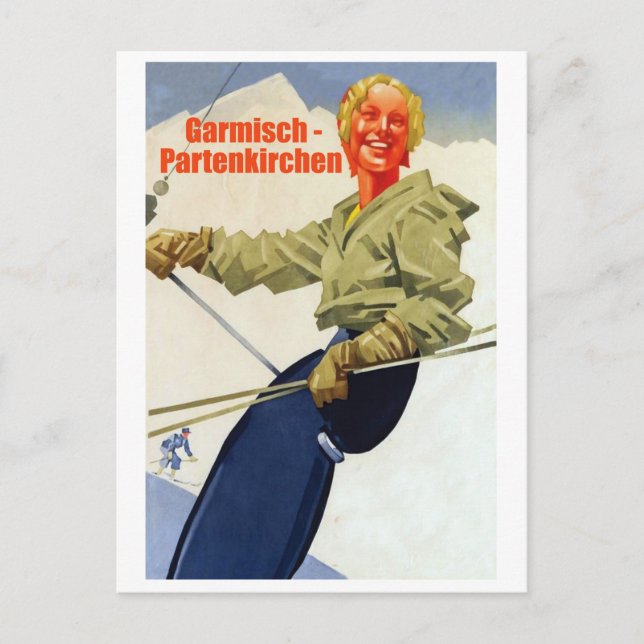 Postal Garmisch - Partenkirchen, chica en un ascensor de  (Anverso)
