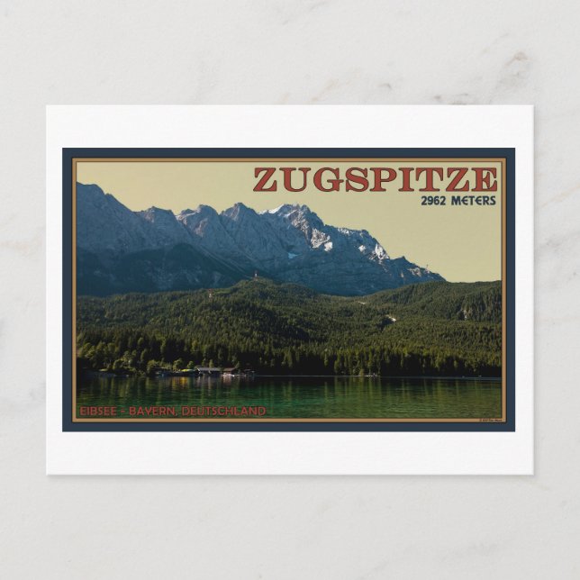 Postal Garmisch - Zugspitze sobre el Eibsee (Anverso)