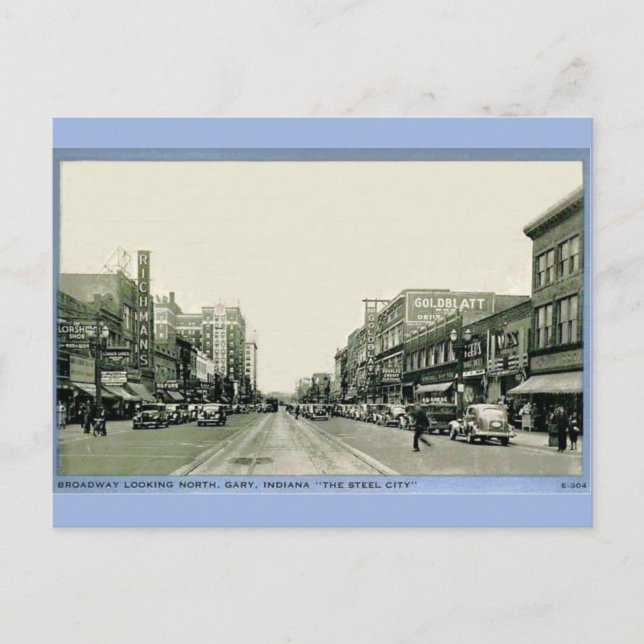 Postal Gary, Indiana, era de la depresión (Anverso)