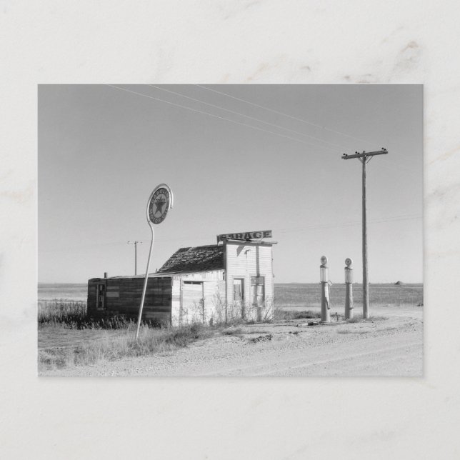 Postal Gasolinera abandonada, 1937 (Anverso)