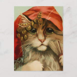 Postal Gata gitana con abanico y pañuelo de Maurice Boula