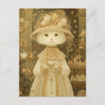 Gata Lady Snow – Gato Victoriano con Taza de Té