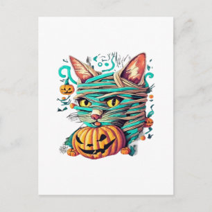 Postal Gata Momia Divertida Halloween