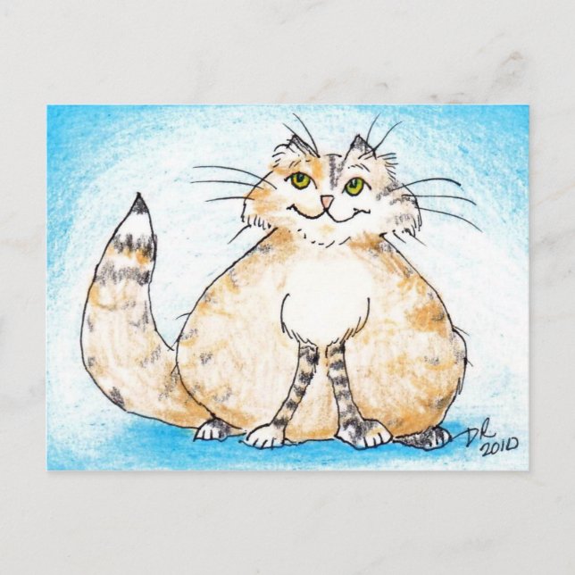Postal Gate Kitty Fat Kitty, ¿dónde has estado? (Anverso)