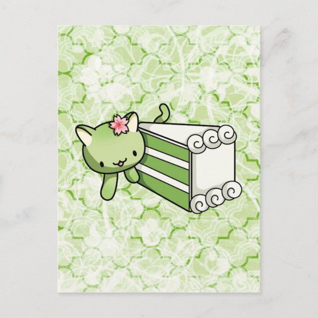 Postal Gateau Matcha Kitty (Anverso)