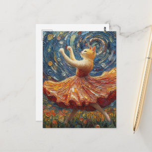 Postal Gatita pelirroja bailarina adorable