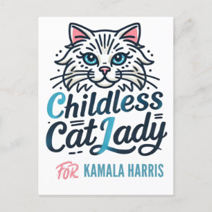 Postal Gatita sin hijos de Kamala Harris