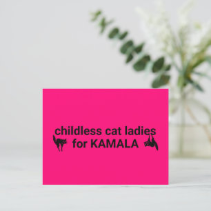 Postal Gatitas sin hijos, damas de Kamala, rosa caliente 