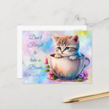 Gatito acuarela en un gato colorido de té