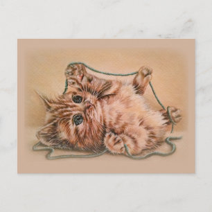 Postal Gatito con dibujo de Yarn, ilustracion de arte de 