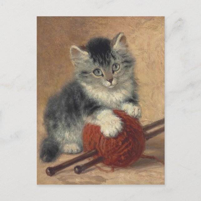Postal Gatito con una bola de lana CC0194 Ronner-Knip (Anverso)