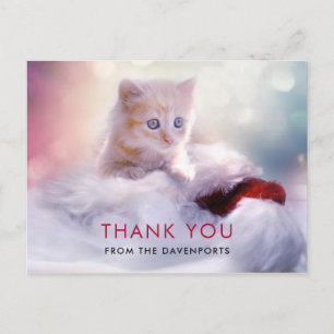 Postal Gatito de Navidad Adorable Gracias