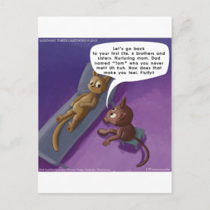 Postal Gatito divertido de dibujos animados esponjosos en