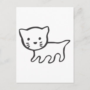 Postal Gatito en esbozos en blanco y negro