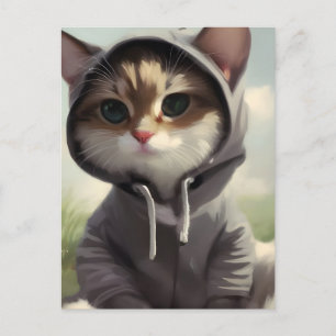 Postal Gatito en una hoodie