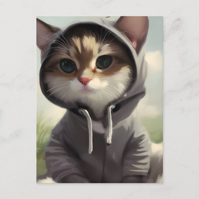 Postal Gatito en una hoodie (Anverso)