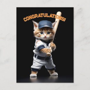 Postal Gatito Estrella de Béisbol