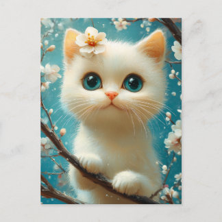 Postal Gatito Flor Dulce con Ojos Azules