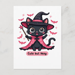Postal Gatito gótico en rosa dulce, pero hechizado Overs