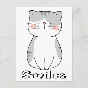 Postal Gatito Gris Adorable Pensando En Ti Te Echo De Men