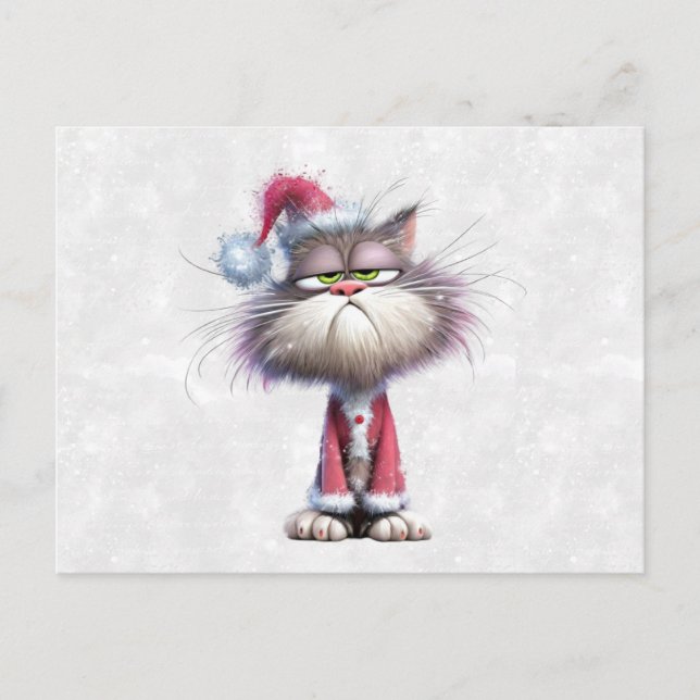 Postal Gatito gruñón de Navidad (Anverso)
