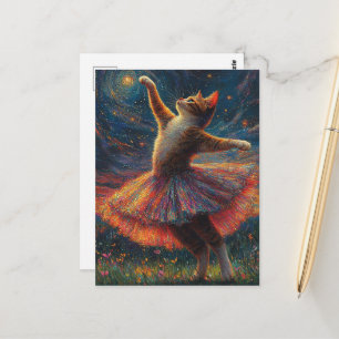 Postal Gatito Jengibre Bailarina Adorable
