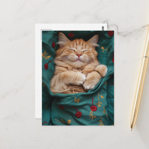 Postal Gatito Jengibre Soñoliento
