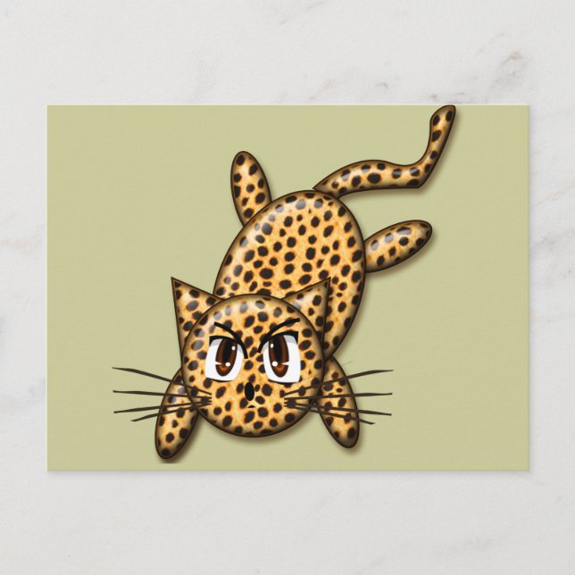 Postal Gatito Leopardo Anime Ultra Dulce (Anverso)