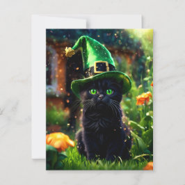 Postal Gatito mágico en el Día de San Patricio